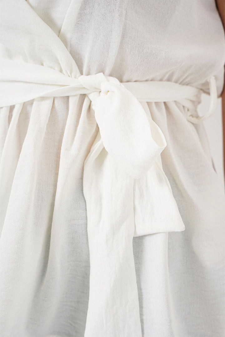 BGD Women Women's Wrap Neck Sleeveless Blouse 966 - White - Pearland