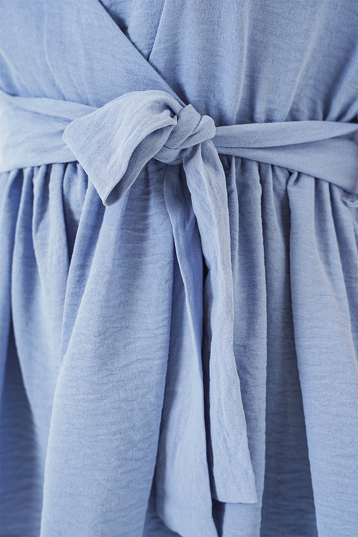 BGD Women Women's Wrap Neck Sleeveless Blouse 966 - Blue - Águeda