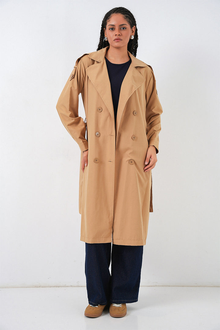 BGD Women Kadın Kruvaze Yaka Trençkot 5978 - Taba - Murray