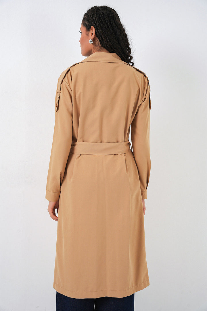 BGD Women Kadın Kruvaze Yaka Trençkot 5978 - Taba - Murray