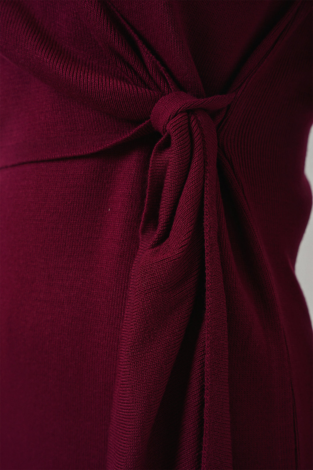 BGD Women Women's Wrap Neck Sweater Dress 15928 - Burgundy - Perris