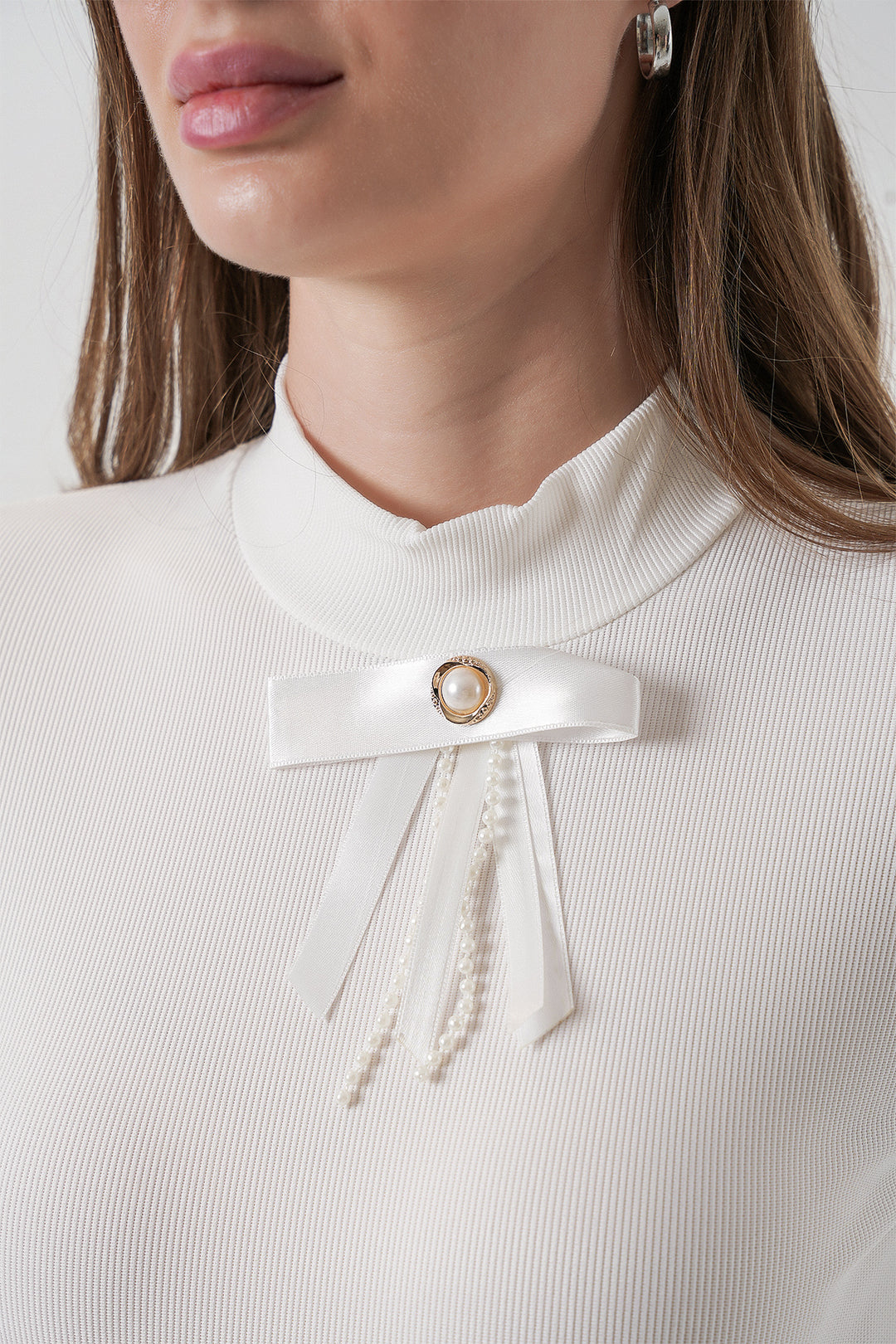 BGD Women Kadın Kurdale Detay Uzun Kollu Bluz 977 - Beyaz - Taranto