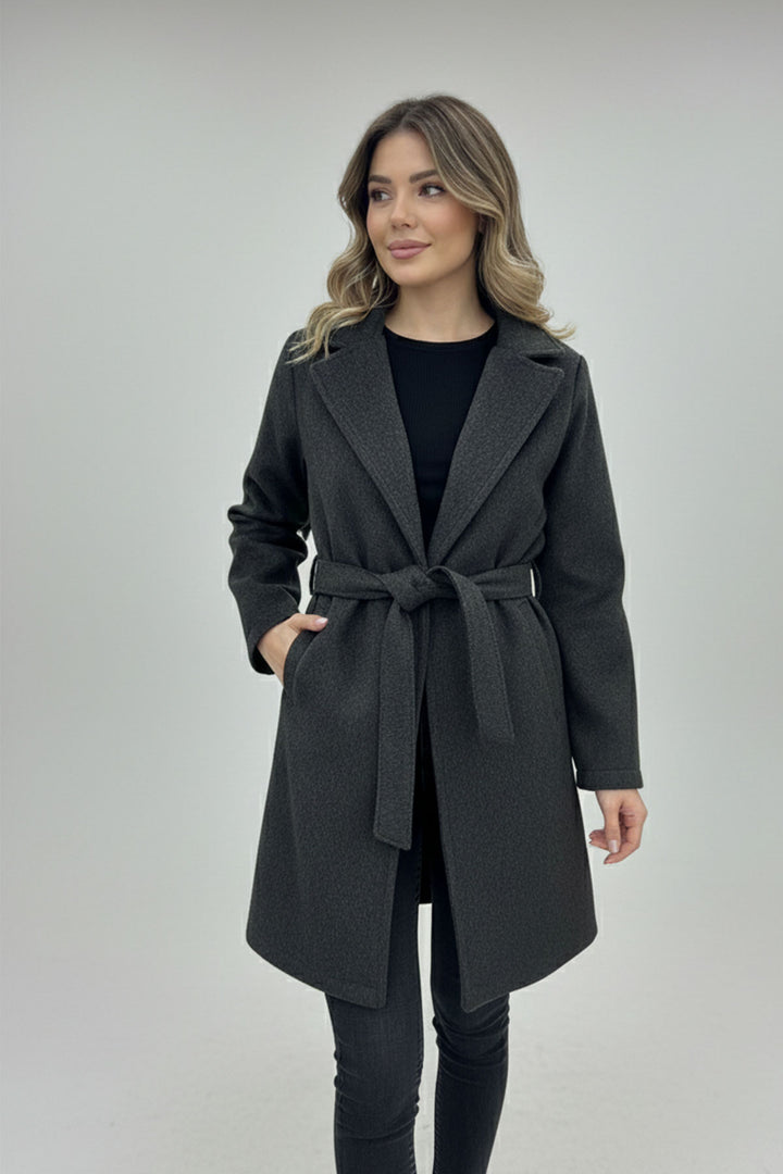 BGD Women Women's Belted Coat 9171 - Anthracite - Rossano