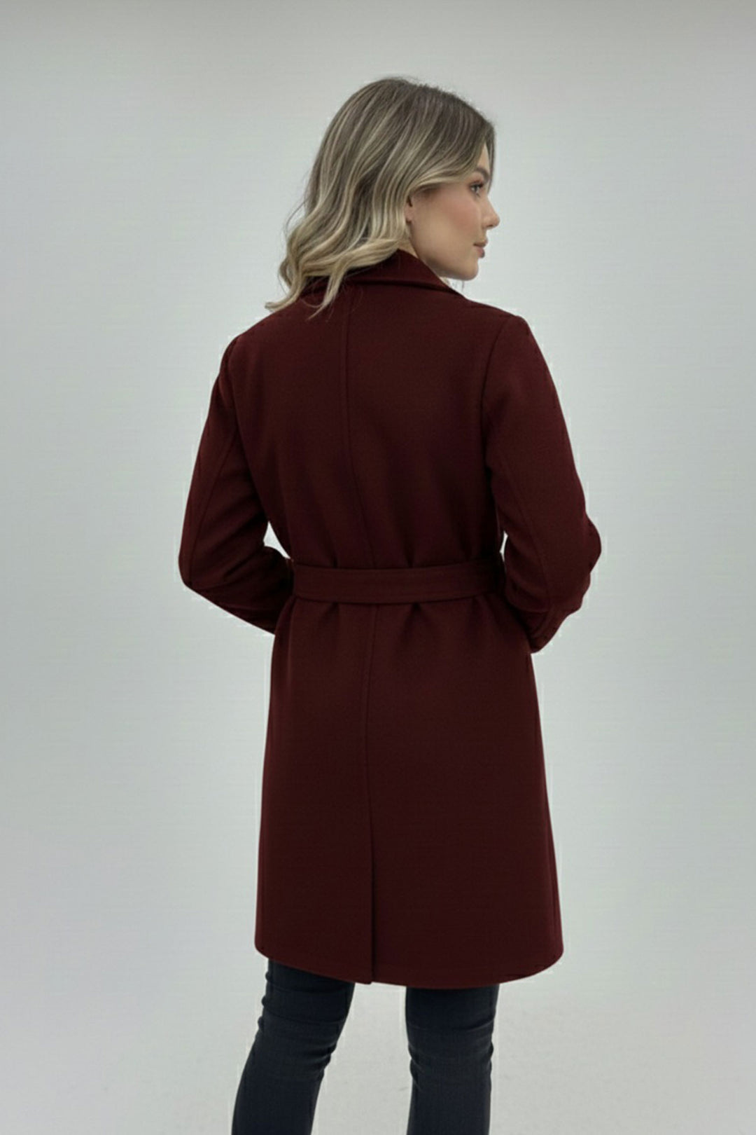 BGD Women Women's Belted Coat 9171 - Burgundy - Park Ridge