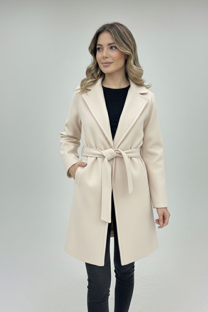 BGD Women Kadın Kuşaklı Kaban 9171 - Ekru - Chatham