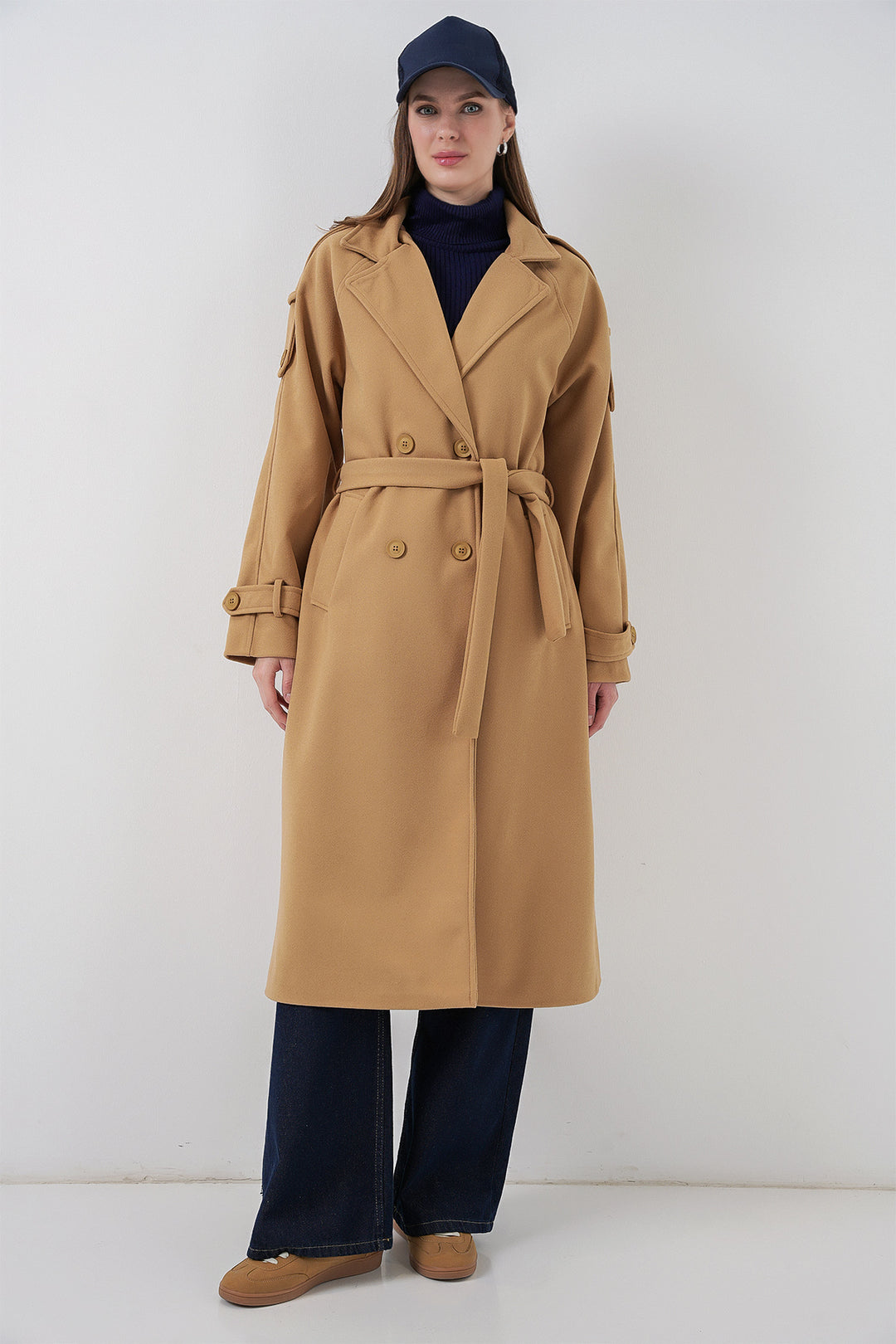 BGD Women Women's Belted Coat 9161 - Mustard - Jelgava