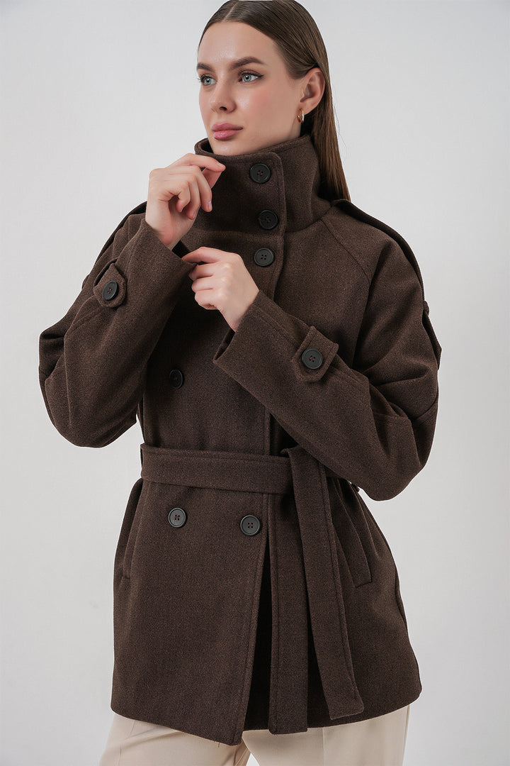 BGD Women Kadın Kuşaklı Kaşe Kaban 9162 - A.Kahve - Mixquiahuala de Juarez