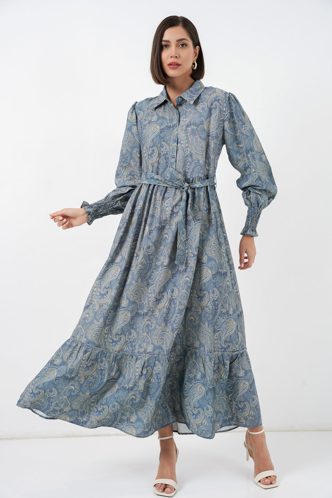 BGD Women Kadın Kuşaklı Tesettür Elbise 2589 - Mint - Utrera