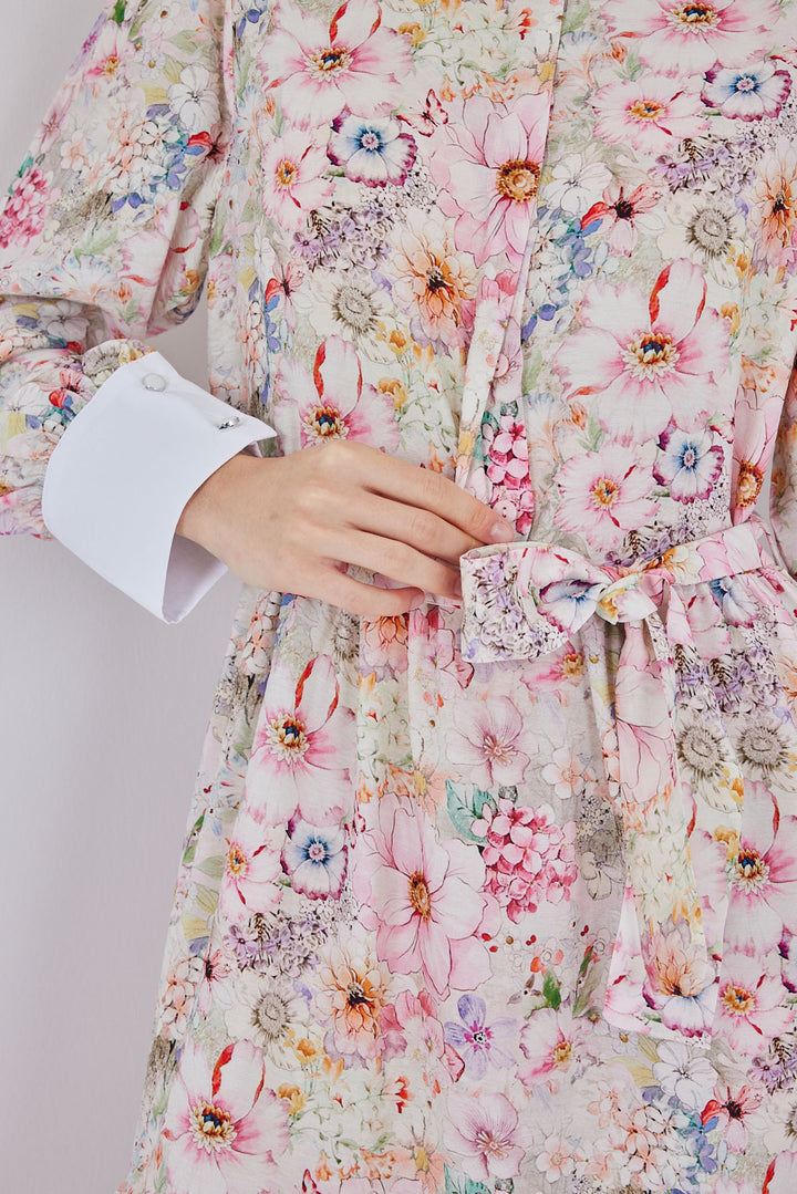 BGD Women Kadın Kuşaklı Uzun Elbise 2584 - Pembe - Irondequoit