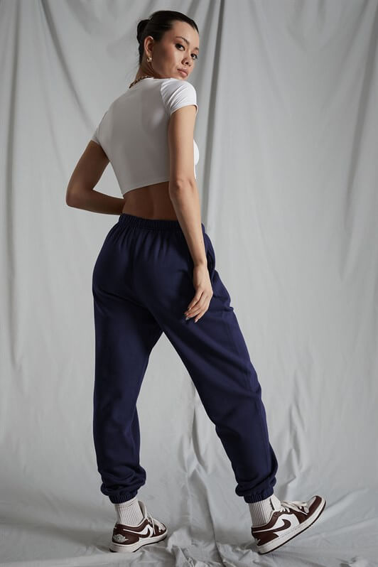 MDX Women's Navy Blue Elastic Waist Oversized Sweatpants MG1235 - Woodlawn