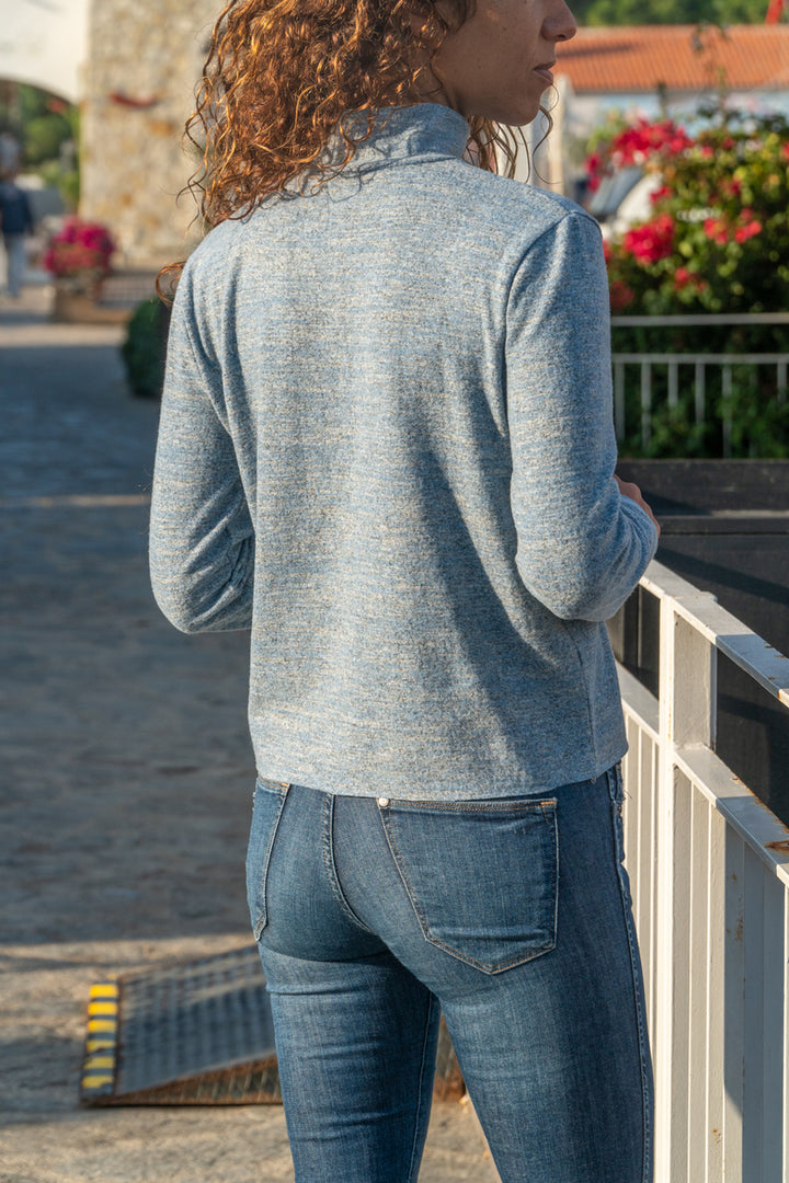 GNS Woman Blue Half Fisherman سترة أساسية ناعمة الملمس GK-BST2990 - Culver City