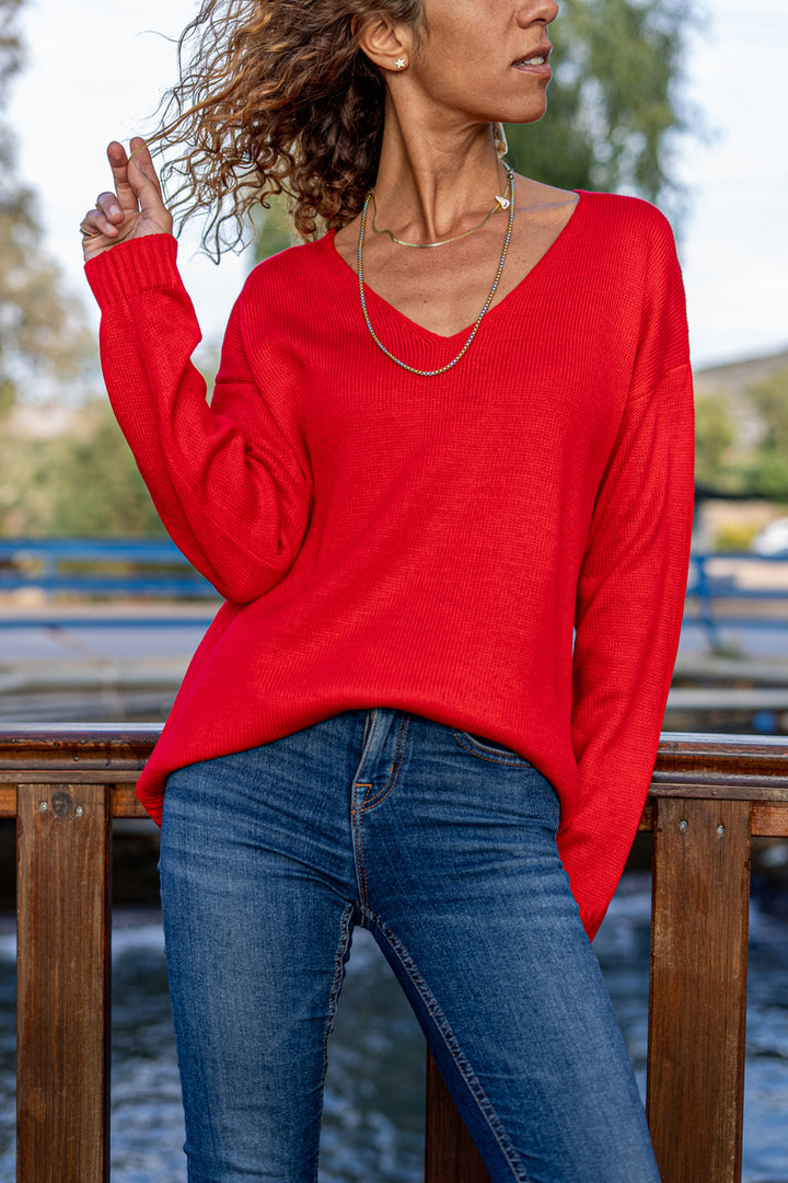 سترة GNS Woman Coral V-Neck فضفاضة وناعمة أساسية GK-CCK7090 - بلفاست