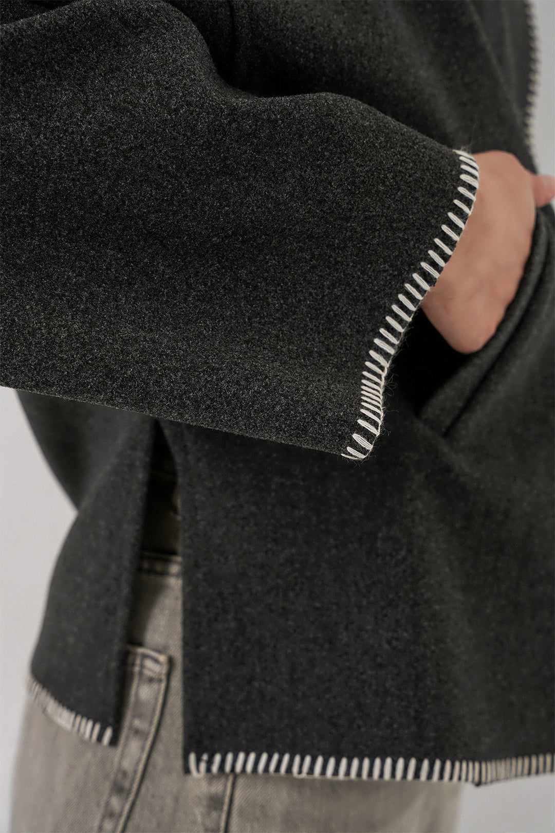 BGD Women Woman Embroidered Coat 9167 - Anthracite - Boryspil