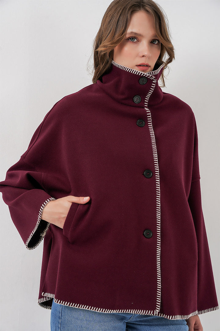 BGD Women Woman Embroidered Coat 9167 - Burgundy - Southampton