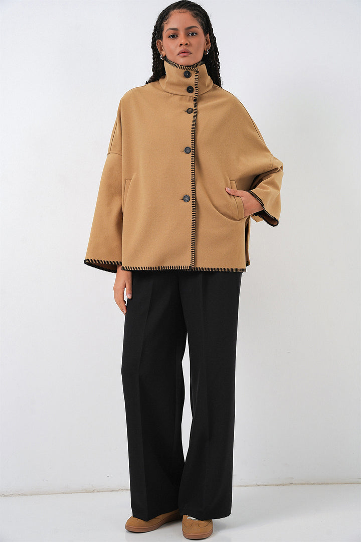 BGD Women Woman Embroidered Coat 9167 - Mustard - Frisco