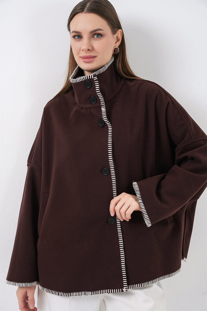 BGD Women Woman Embroidered Coat 9167 - Brown - DeKalb