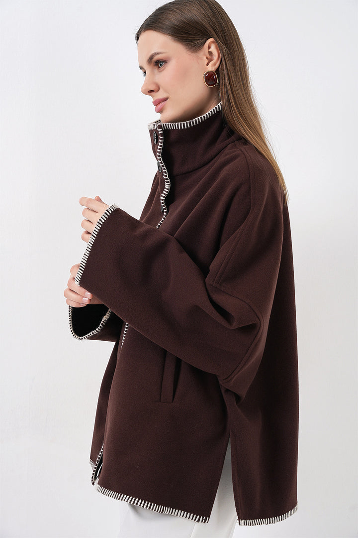 BGD Women Woman Embroidered Coat 9167 - Brown - DeKalb