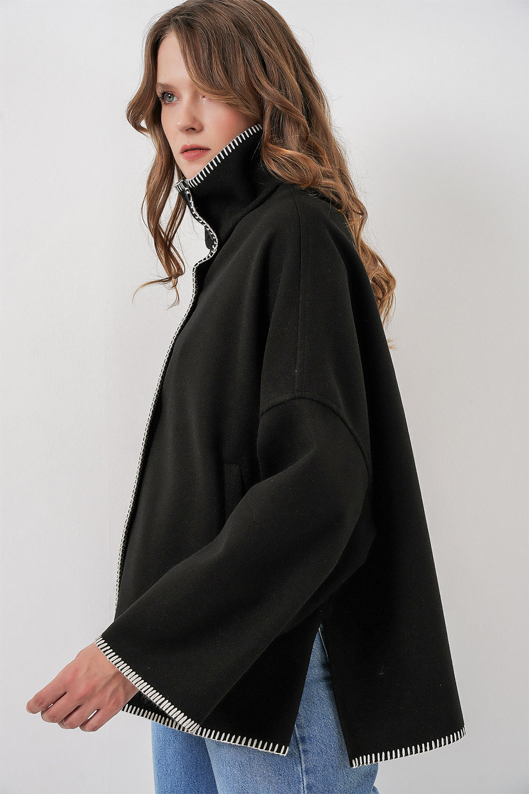 BGD Women Woman Embroidered Coat 9167 - Black - Hilden