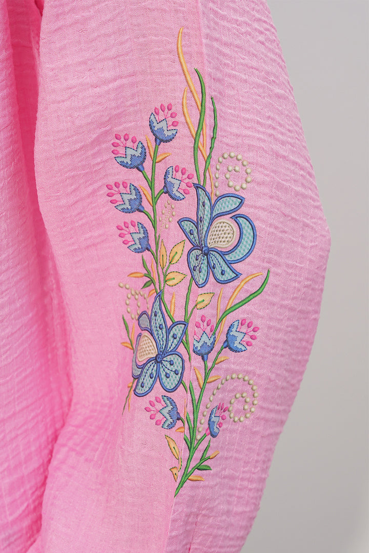 BGD Women Kadın Nakışlı Oversize Bluz 1000 - Pembe - Villahermosa
