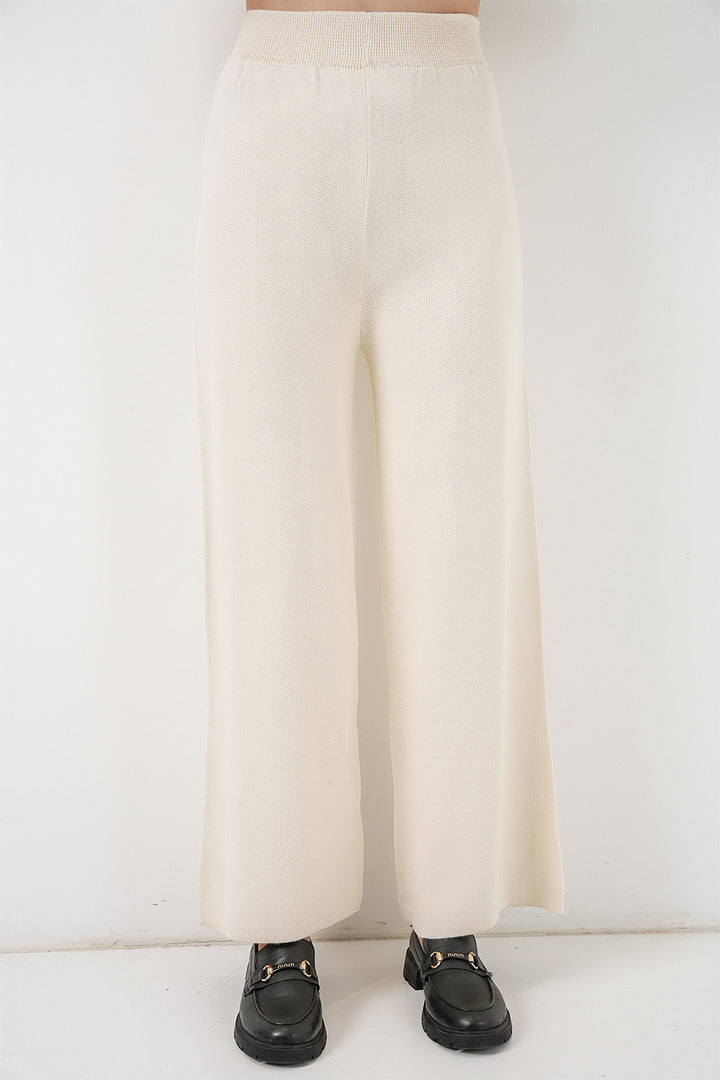 BGD Women Woman Embroidered Knit Cardigan Pants Set 15963 - Ecru - Concord