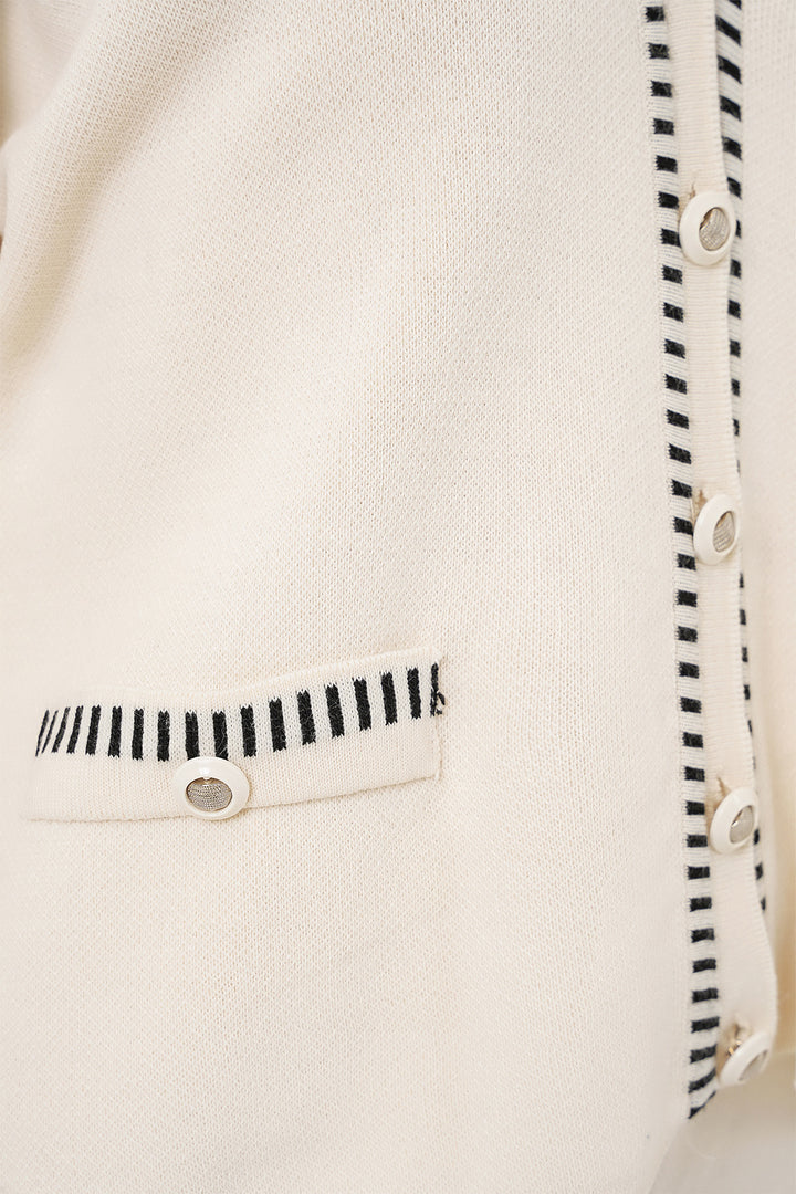 BGD Women Woman Embroidered Knit Cardigan Pants Set 15963 - Ecru - Concord