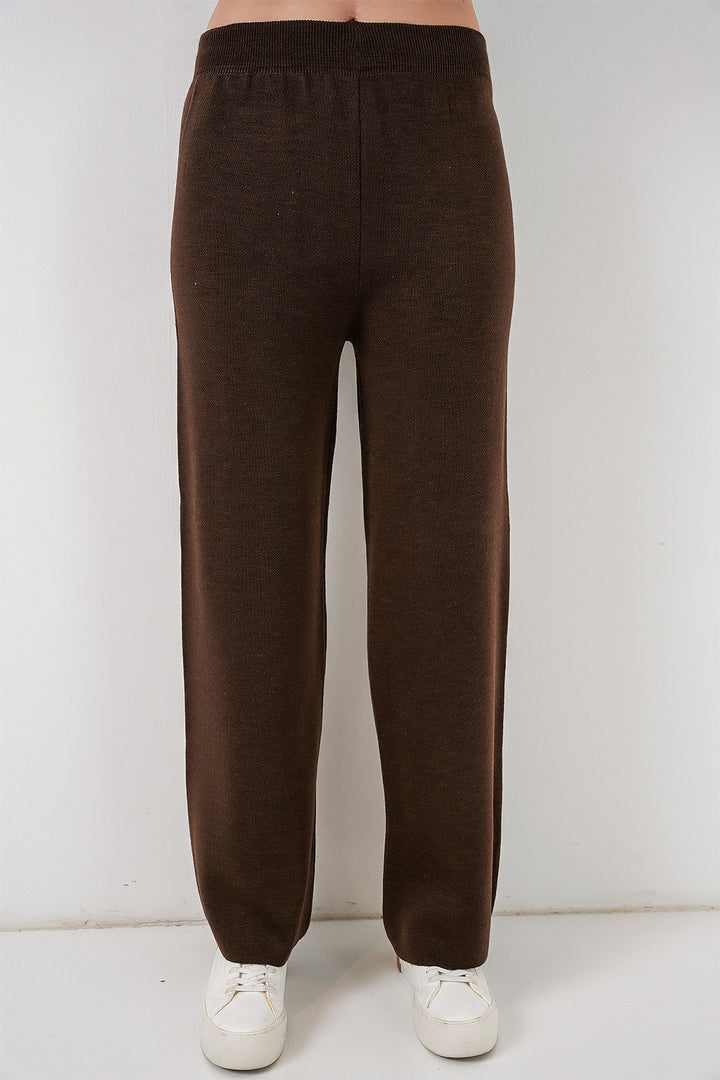 BGD Women Woman Embroidered Knit Cardigan Pants Set 15963 - Brown - Shawinigan