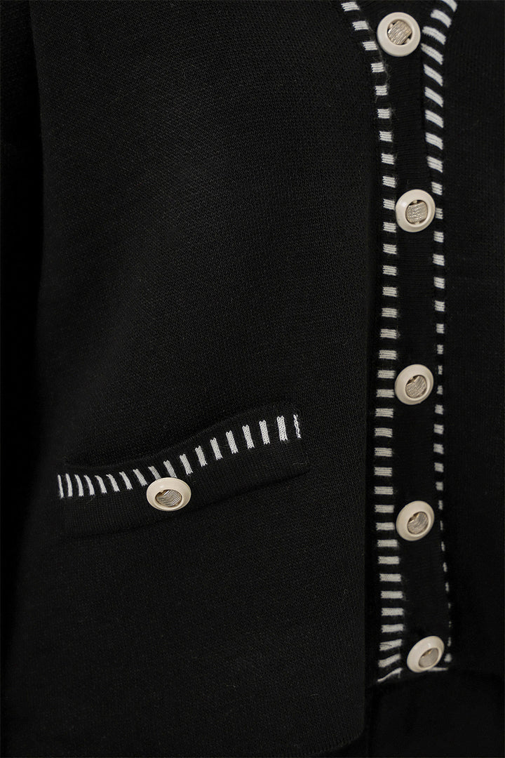 BGD Women Women's Embroidered Knit Cardigan Pants Set 15963 - Black - Villa Victoria