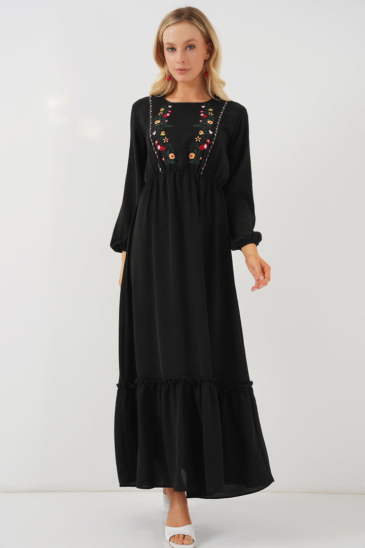 BGD Women Woman Embroidered Long Hijab Dress 2550 - Black - Lauderhill