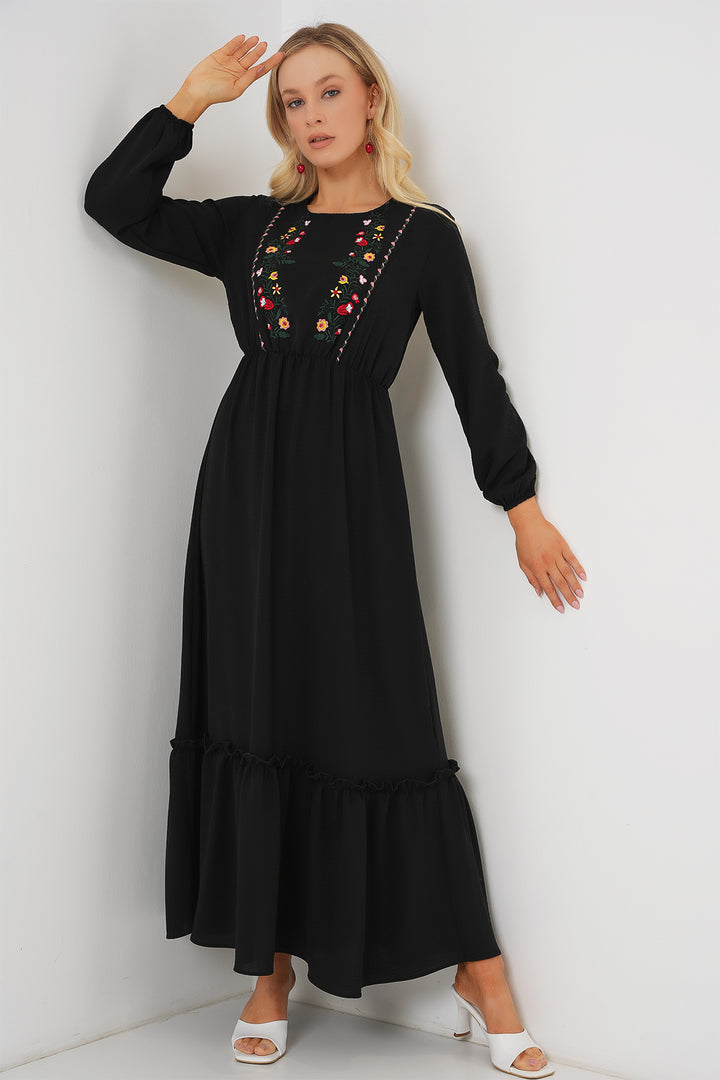 BGD Women Woman Embroidered Long Hijab Dress 2550 - Black - Lauderhill