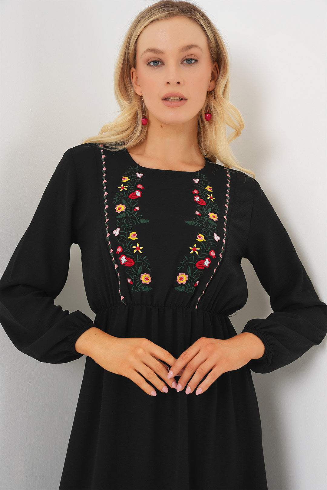 BGD Women Woman Embroidered Long Hijab Dress 2550 - Black - Lauderhill