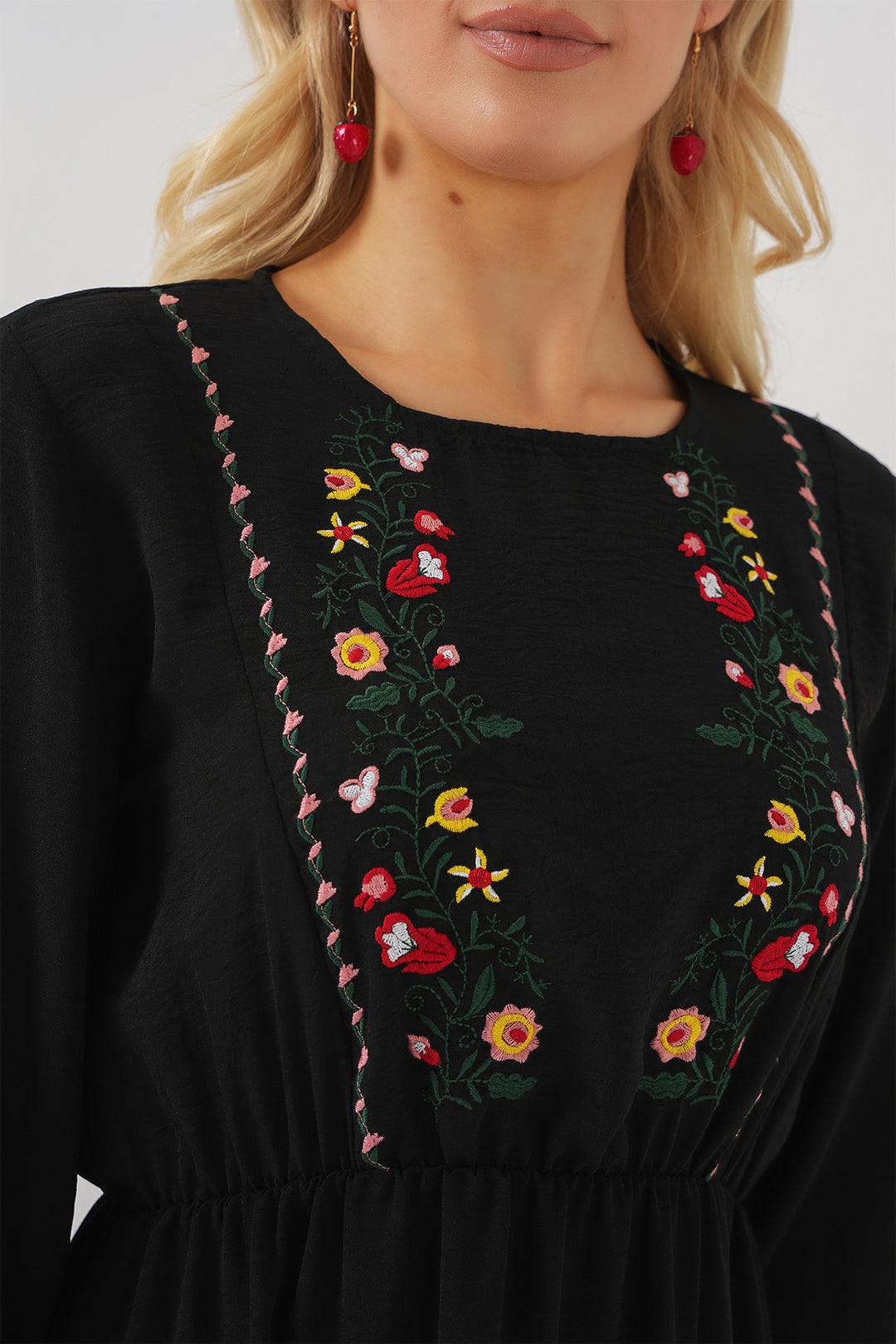 BGD Women Woman Embroidered Long Hijab Dress 2550 - Black - Lauderhill