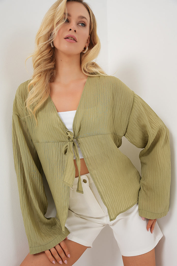 BGD Women Women's Front Lace-Up Blouse 952 - Citrus - Bergisch Gladbach