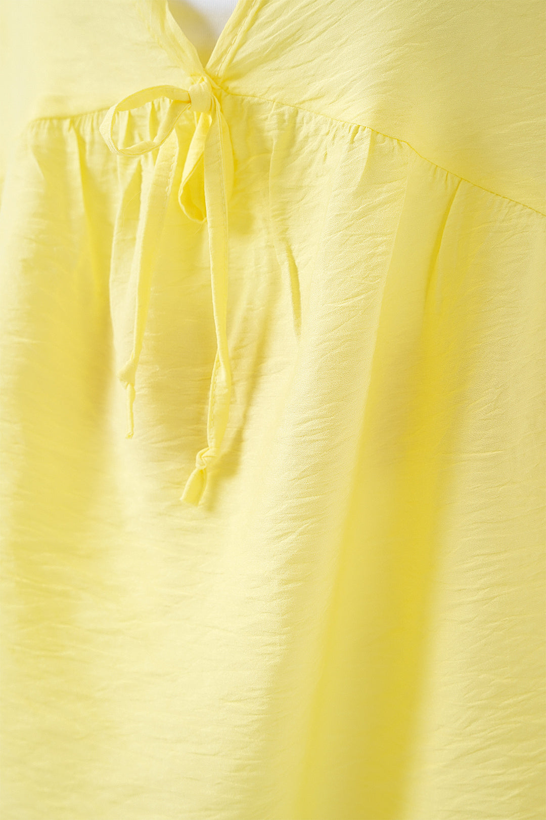 BGD Women Women's Front Lace Short Sleeve Blouse 962 - Yellow - Winter Haven