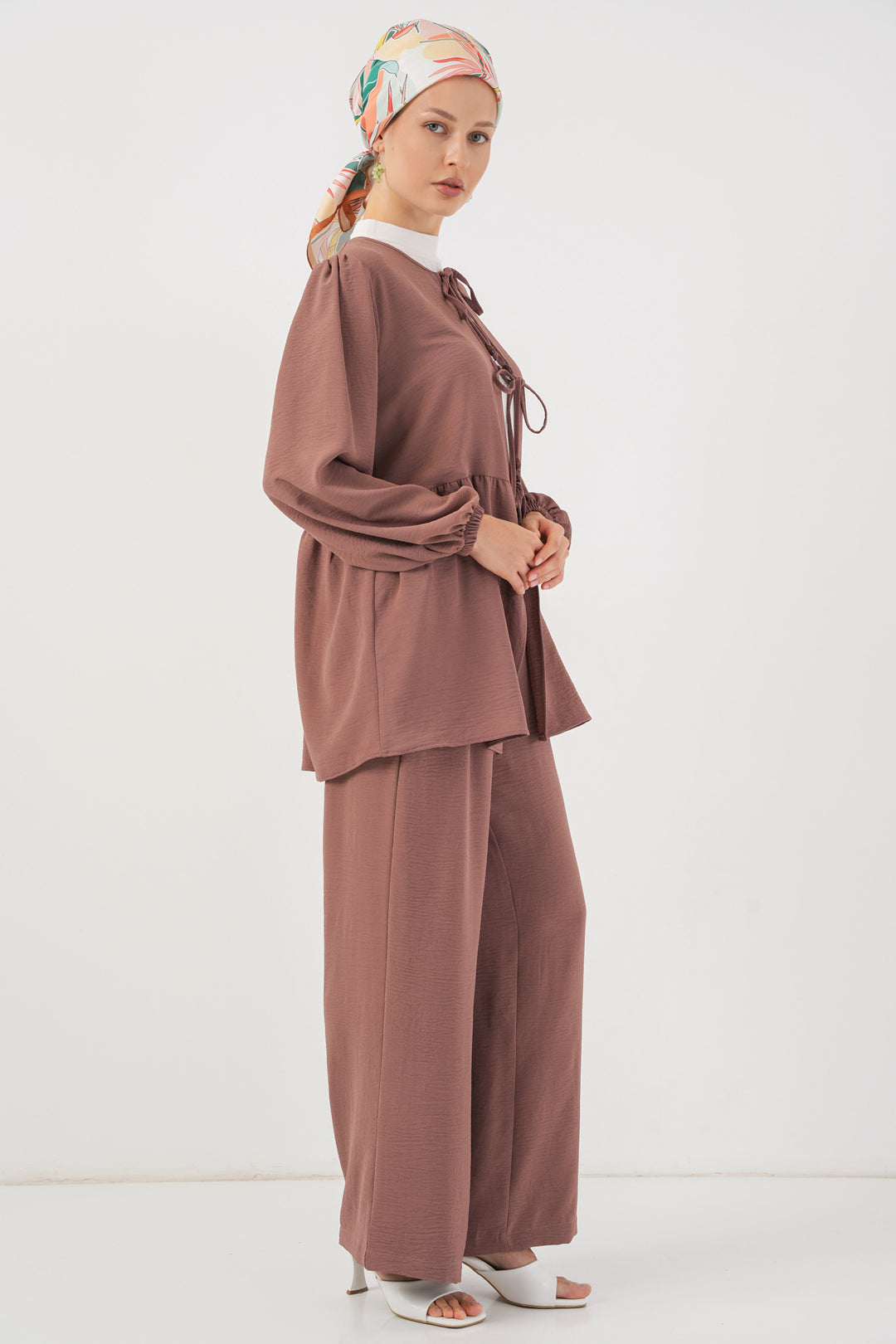 BGD Women Women's Front Lace Tunic Pants Set 6744 - Light Pink - Delano