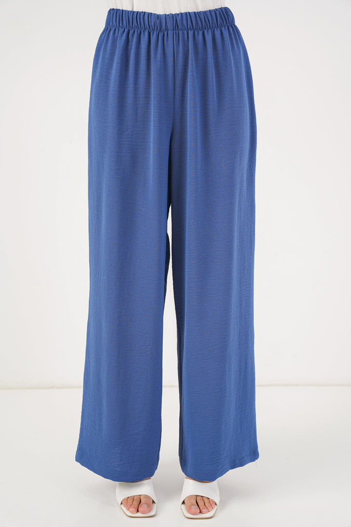BGD Women Women's Front Lace-Up Tunic Pants Set 6744 - Indigo - Aurora