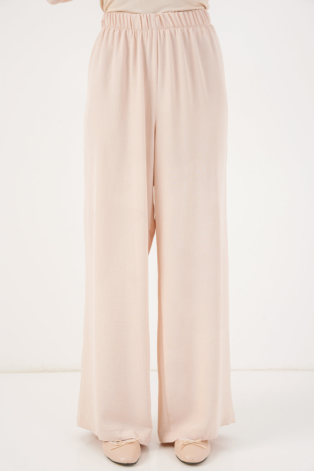BGD Women Women's Front Lace-Up Tunic Pants Set 6744 - Cream - Tepotzotlán