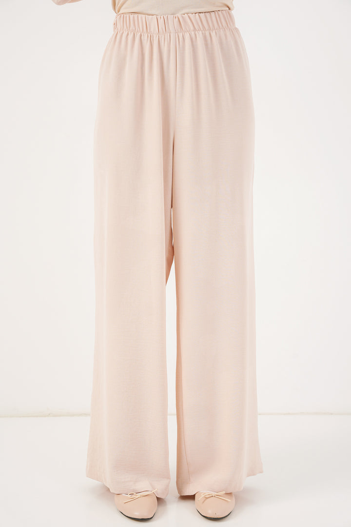 BGD Women Women's Front Lace-Up Tunic Pants Set 6744 - Cream - Tepotzotlán