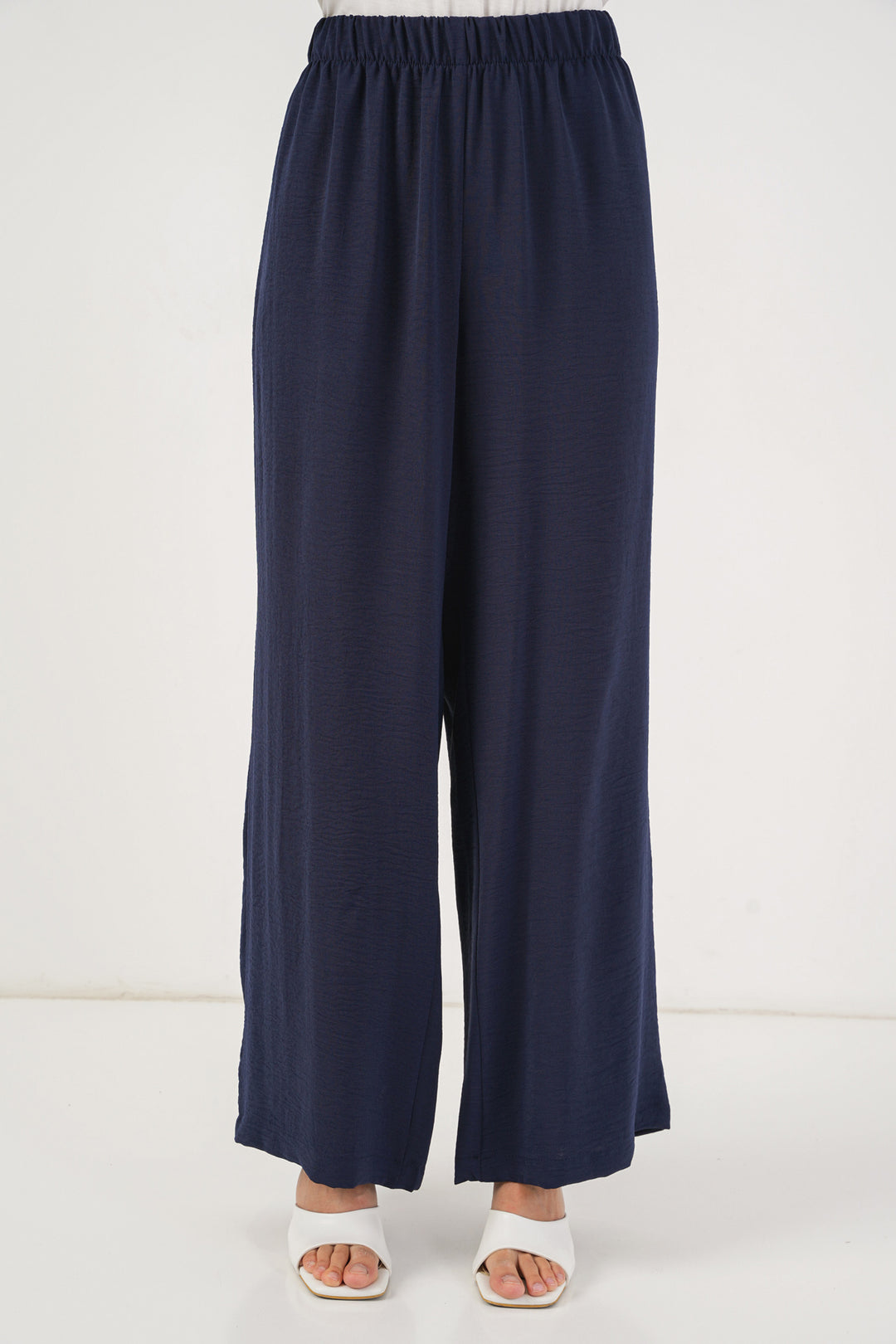 BGD Women Women's Front Lace-Up Tunic Pants Set 6744 - Navy Blue - Cedar City