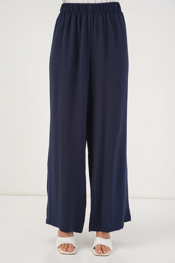 BGD Women Women's Front Lace-Up Tunic Pants Set 6744 - Navy Blue - Cedar City
