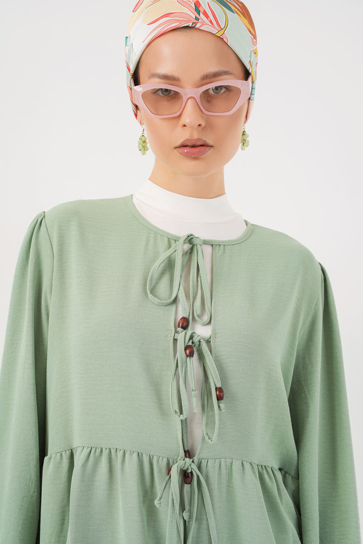 BGD Women Women's Front Lace-Up Tunic Pants Set 6744 - Mint - Dún Dealgan