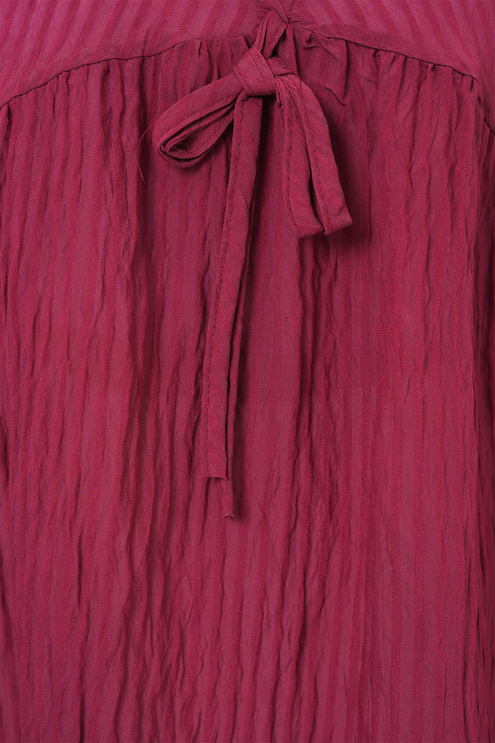 BGD Women Women's Front Lace-Up Long Sleeve Blouse 946 - Burgundy - Egypt Lake-Leto