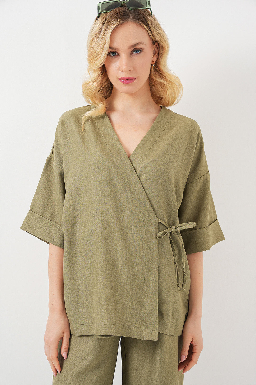 BGD Women Women's Front Tied Top and Bottom Set 6745 - Çağla - Corpus Christi