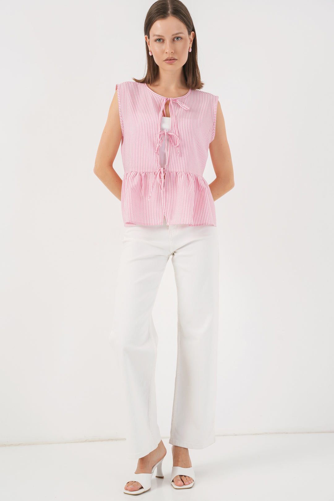 BGD Women Women's Front Tied Blouse 961 - Pink - La Louvière