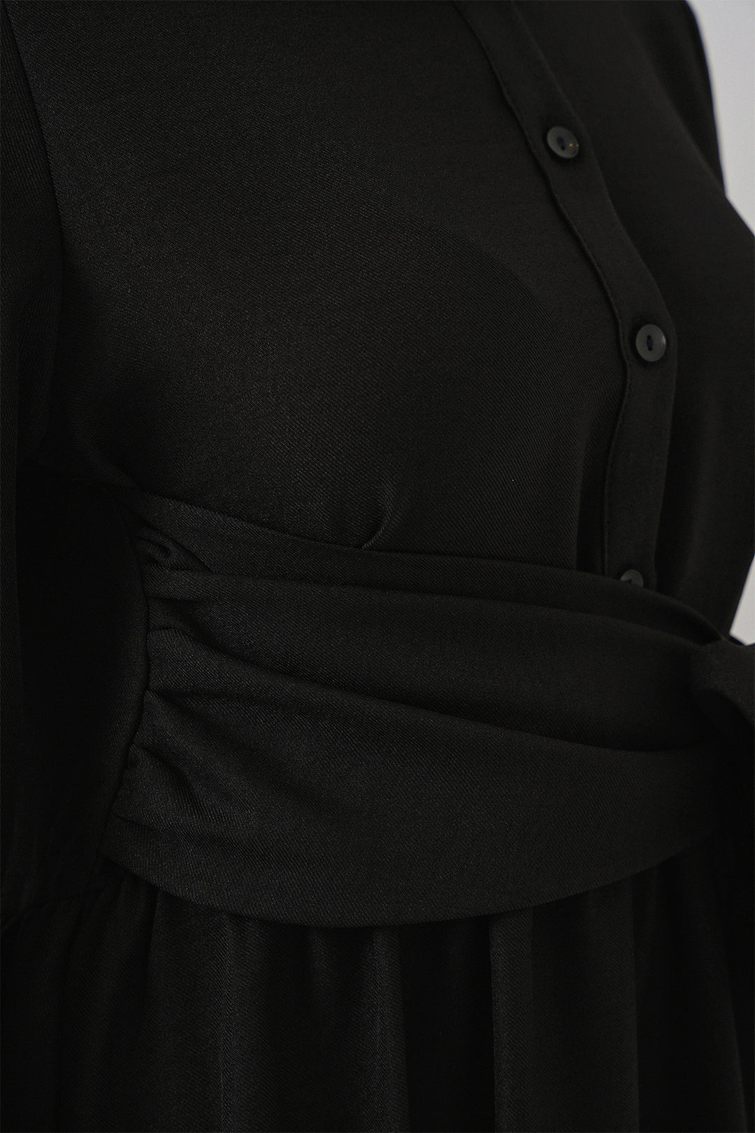 BGD Women Woman Front Tied Linen Dress 2574 - Black - Rende