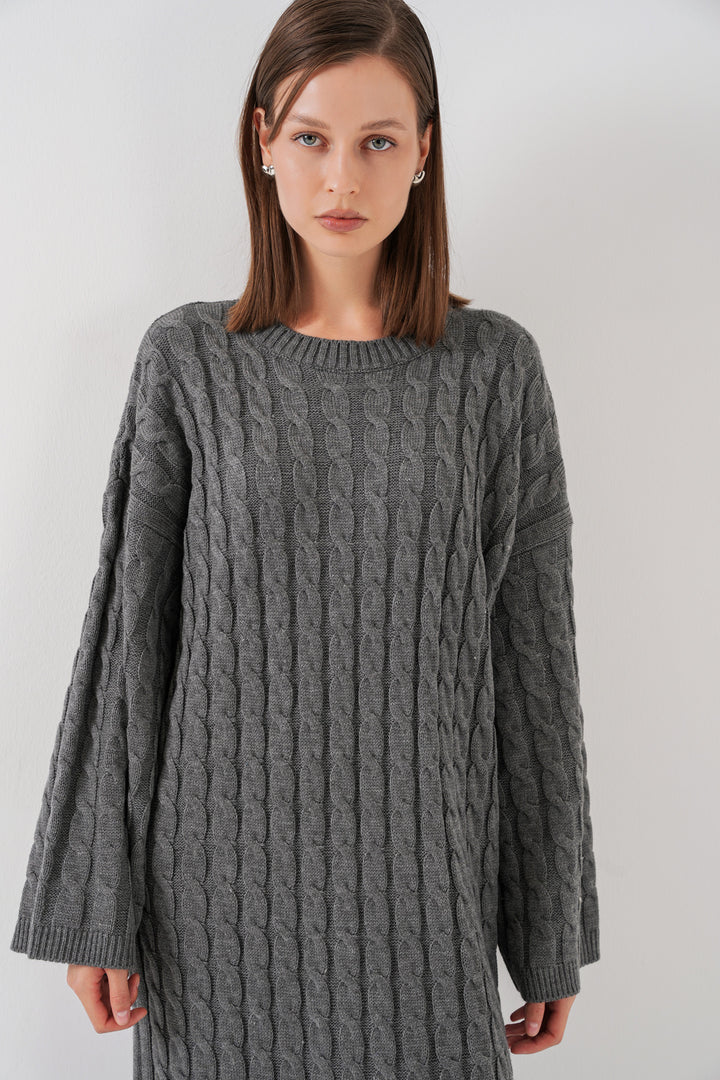 BGD Women Woman Braided Long Tiko Dress 15944 - Anthracite - Santiago Juxtlahuaca
