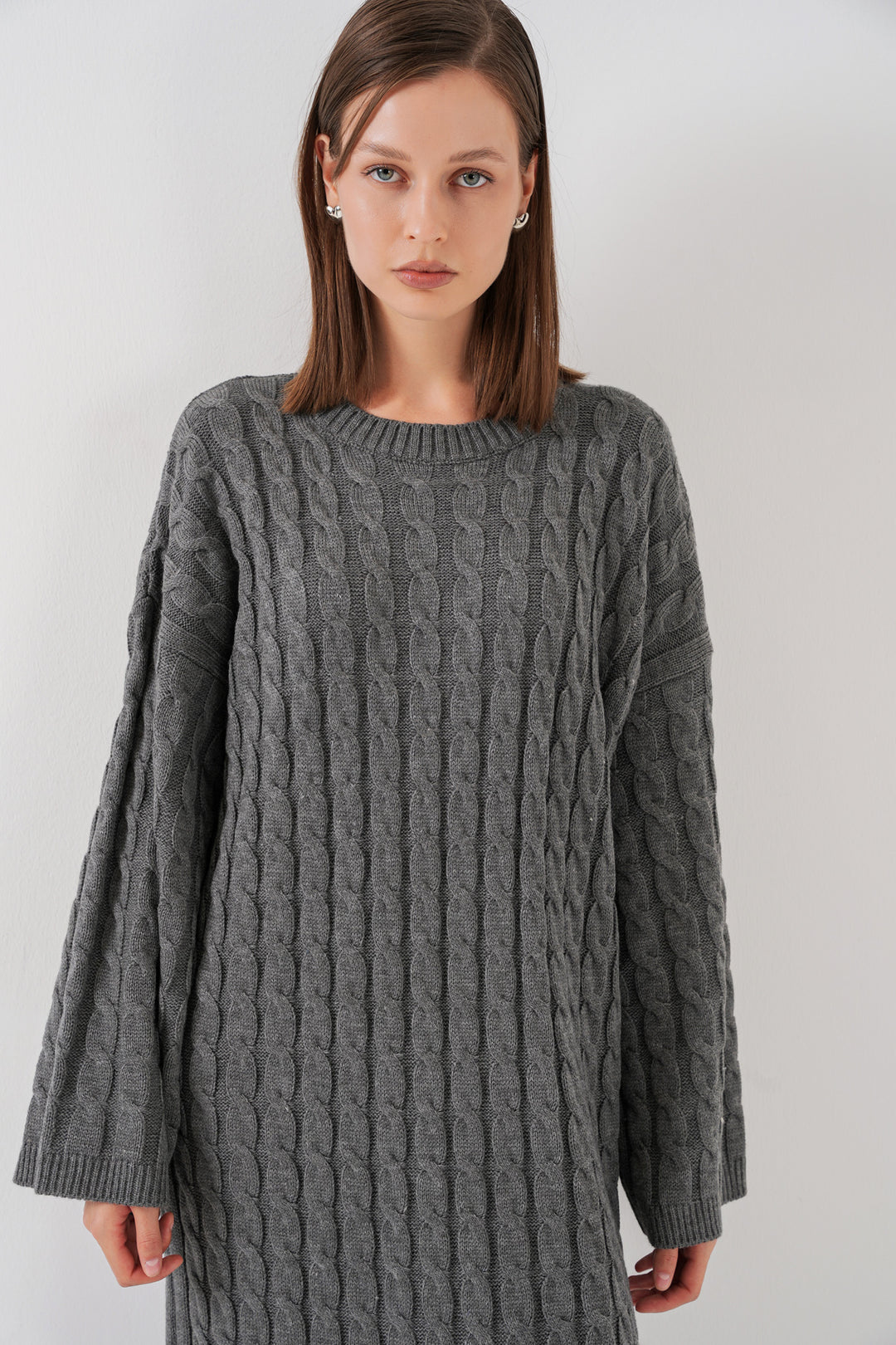 BGD Women Woman Braided Long Tiko Dress 15944 - Anthracite - Bangor