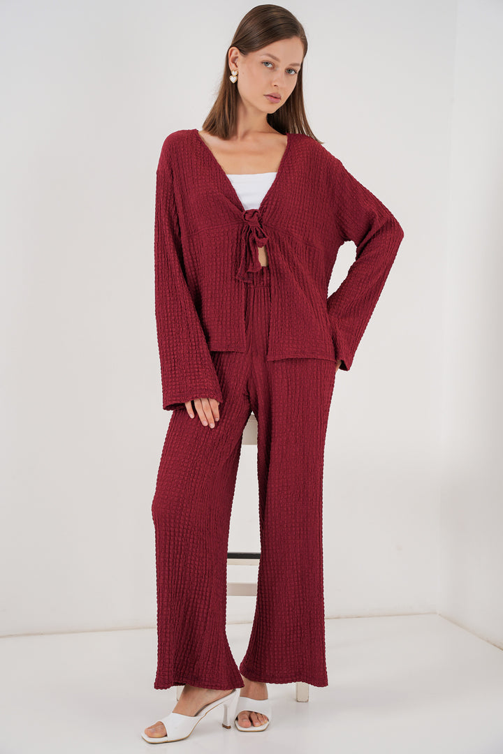 BGD Women Kadın Örme Bluz Pantolon İkili Takım 30052 - Bordo - Saint-Ouen