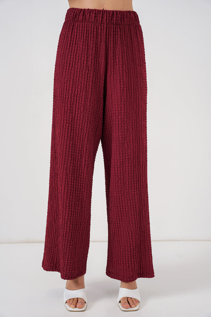 BGD Women Woman Knitted Blouse Pants Set 30052 - Burgundy - Vineland