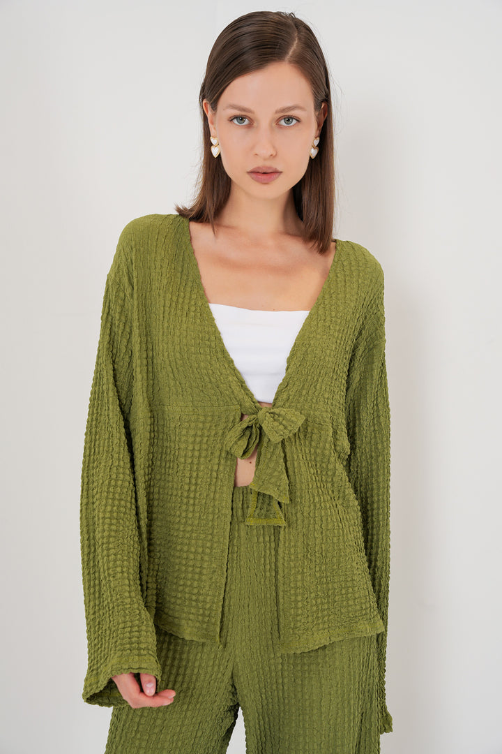 BGD Women Woman Knitted Blouse Pants Set 30052 - Dark Green - Ontario