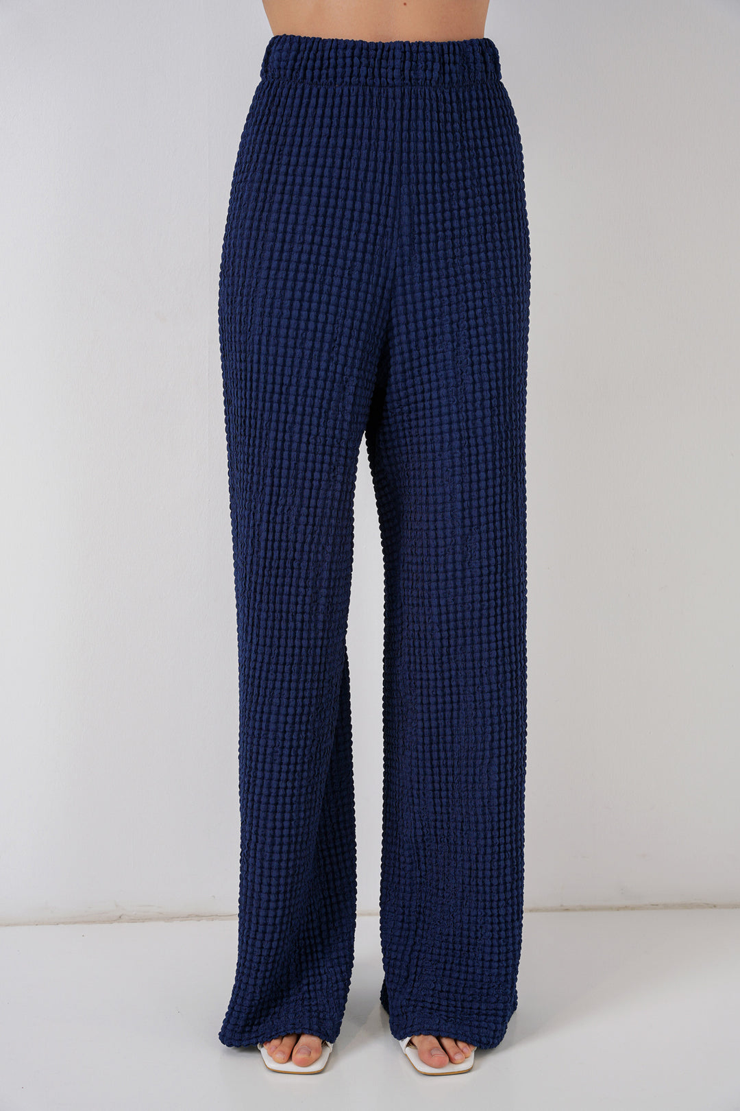 BGD Women Women's Knitted Blouse Pants Set 30052 - Navy Blue - Châtelet